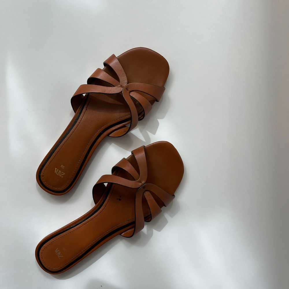Zara leather slides